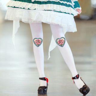 Face Print Tights White - One Size