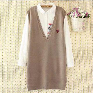 Heart Embroidered Knit Vest