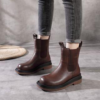 Genuine Leather Platform Ankle Chelsea Boots