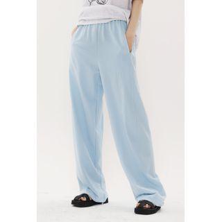 Two-way Drawstring-hem Pants Sky Blue - One Size