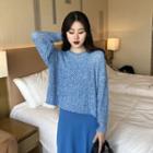 Plain Loose-fit Sweater / Plain Slim-fit Sleeveless Dress