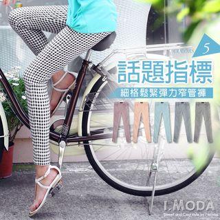 Checkered Slim Fit Stretch Pants