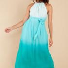 Halter-neck Tie-waist Midi Shift Dress