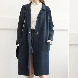 Deer Print Notch Lapel Knit Coat