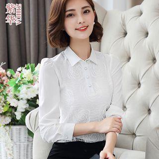 Lace Trim Half Placket Shirt