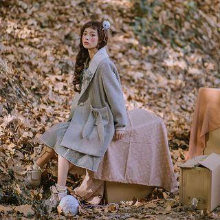 Flower Detail Single-button Long Coat