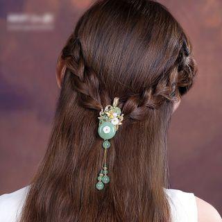 Retro Faux Gemstone Alloy Hair Clip Green - One Size