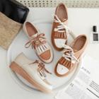 Two Tone Panels Tassels Lace-up Platform Shoes