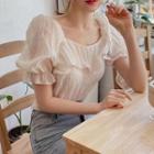 Puff Sleeve Ruffled Ruched Blouse