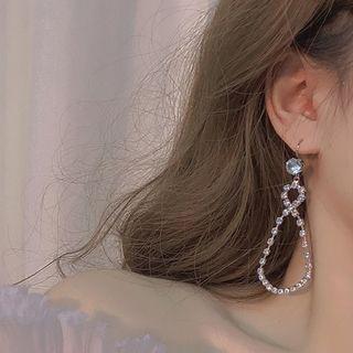 Rhinestone Drop Earring 1 Pair - Hook Earrings - White - One Size