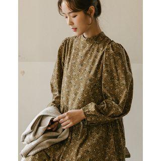 Floral Print Tiered Dress Brown - One Size