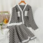 Set: Pattern Cardigan + A-line Knit Skirt