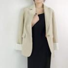 Contrast Cuff Blazer Almond - One Size