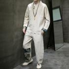 Set: Linen Blouse + Straight-leg Pants