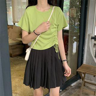 Drawstring Short Sleeve Cropped T-shirt