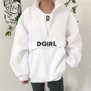 Lettering Zip Loose-fit Pullover