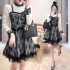 Set: Mock Two Piece Blouse + A-line Skirt