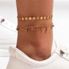 Rhinestone Layered Alloy Anklet 21497 - Gold - One Size
