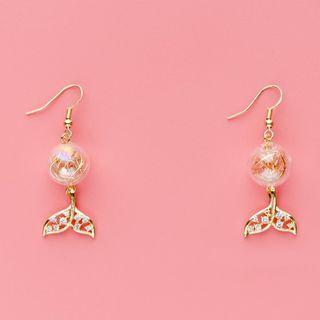 Rhinestone Bubble & Fish Tail Drop Earring / Clip-on Earring