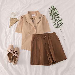 Set: Double-button Blazer + Tank Top + Shorts