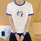 Piped Embroidered Short-sleeve T-shirt
