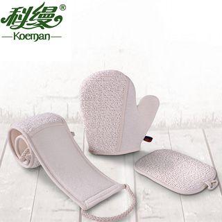 Set Of 3: Back Scrubber + Body Scrubber + Bath Mitt