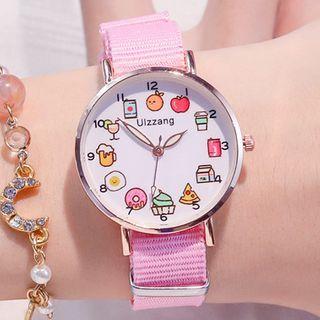 Set: Cartoon Print Rainbow Bracelet Watch + Moon & Star Bracelet