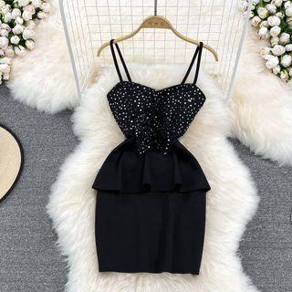 Sequined Bow Detail Strappy Dress