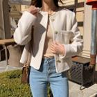 Dual-pocket Wool Blend Tweed Jacket Ivory - One Size