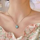 Heart Pendant Alloy  Necklace Xl1220 - 1 Pc - Silver & Blue - One Size