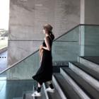 Sleeveless Knit Midi Dress Black - One Size