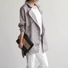 Tab-sleeve Linen Trench Jacket Beige - One Size
