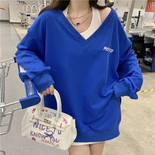 Set: V-neck Sweatshirt + Halter-neck Mini Tank Dress