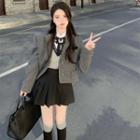 Shirt / Neck Tie / Pleated A-line Skirt / Sweater Vest / Set