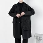 Tweed Panel Single Breasted Coat