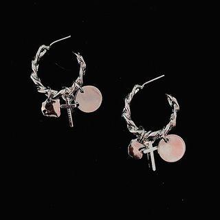 Cross Dangle Earring 1 Pair - Silver - One Size