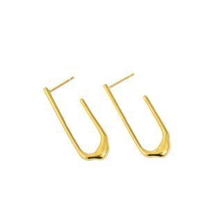 Asymmetrical U Shape Sterling Silver Earring