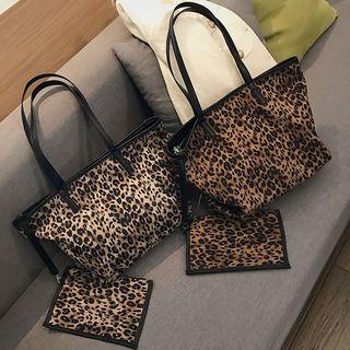 Set: Animal Print Carryall Bag + Clutch