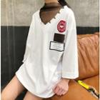3/4-sleeve Mock Two-piece T-shirt