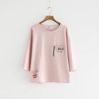 3/4-sleeve Distressed Top