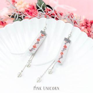 Floral Strap Faux Pearl Fringed Earring