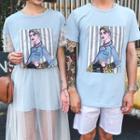Women Set: Short-sleeve Print T-shirt + Mesh Skirt / Men T-shirt