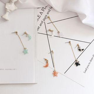 Non-matching Acrylic Moon & Star Dangle Earring