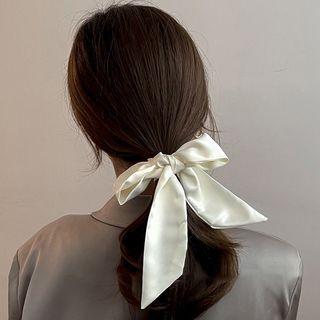 Bow Narrow Scarf Hair Tie Off-white - One Size