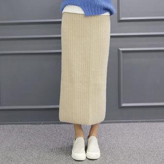 Ribbed H-line Long Skirt