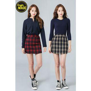 A-line Check Mini Skirt