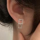 Cz Hollow Square Stud Earring 1 Pair - Stud Earring - Silver Needle - Silver - One Size
