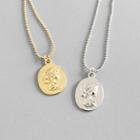 925 Sterling Silver Embossed Face Pendant Necklace