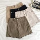 Plain High-waist Denim Skort