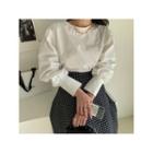 Bishop-sleeve Button-back Blouse Ivory - One Size
